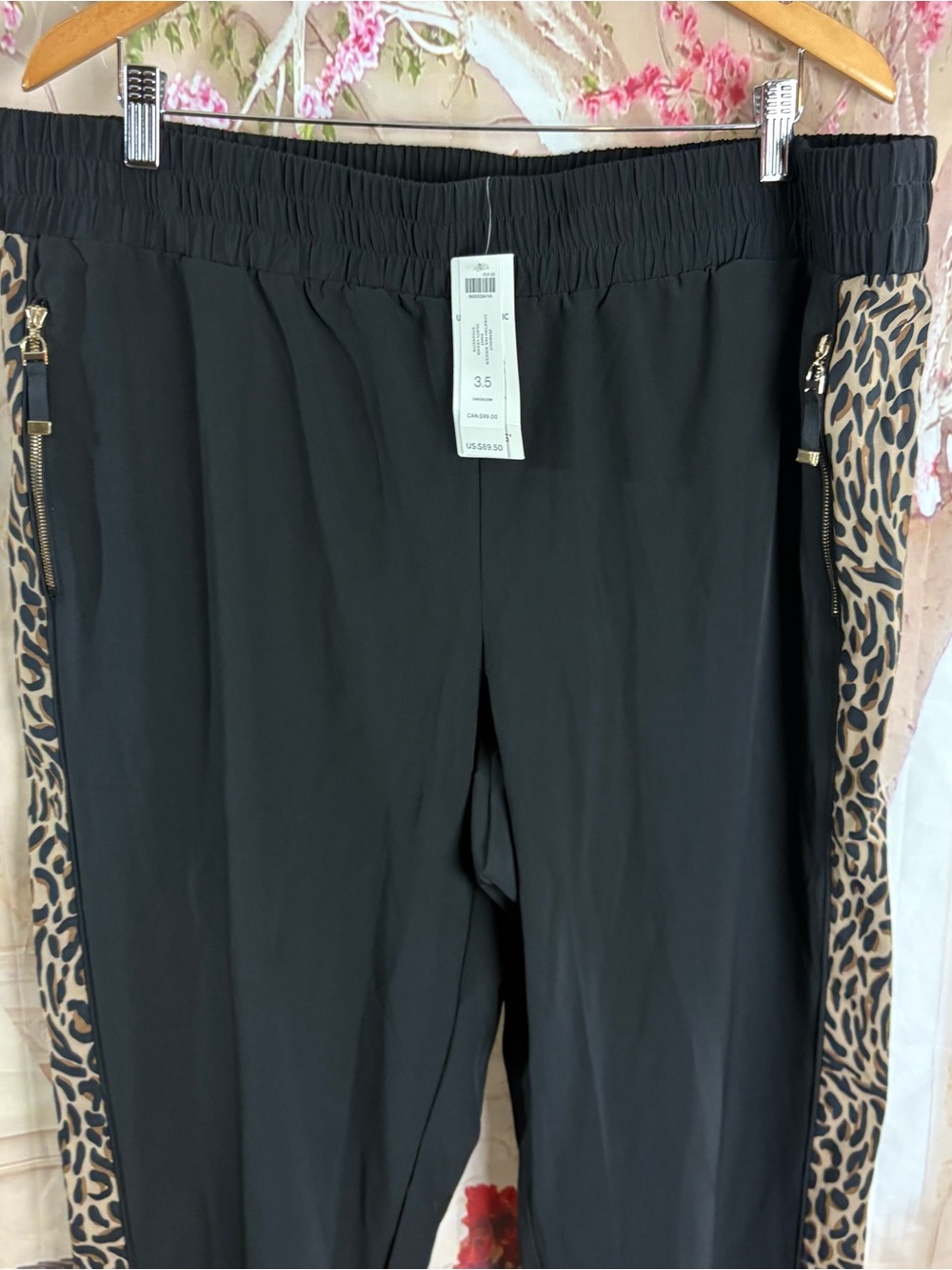 NEW Chico's Black Jogger Pants with Leopard Side Stripe - Picture 3 of 9